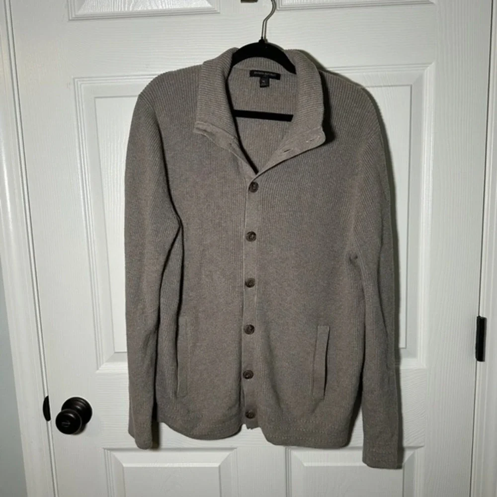 Banana Republic Mens XL Gray Button Front Cardigan Sweater Cotton Blend Knit